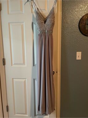 Lavender Lace Bodice Chiffon Gown by Emerald Sundae